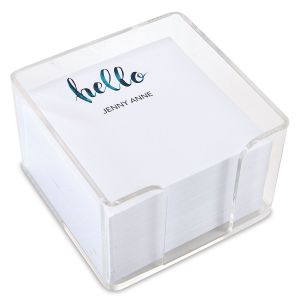 Watercolor Hello Personalized Note Sheets in a Cube