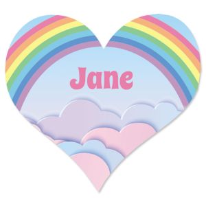 Pastel Rainbow Personalized Heart Stickers