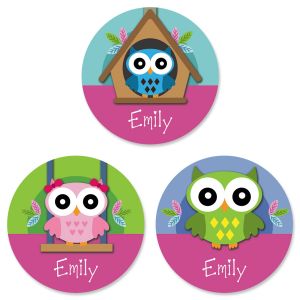 Colorful Owl Personalized Stickers