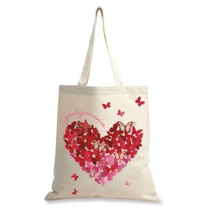 Butterfly Heart Personalized Canvas Tote