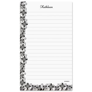 Black & White Floral Personalized Notepad