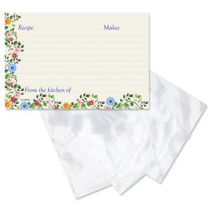 Spring Floral Recipe Card and  Saver Sleeves Gift Set