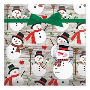 Snowman with Scarf Jumbo Rolled Gift Wrap and Labels