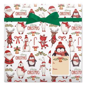 Winter Friends Jumbo Rolled Gift Wrap and Labels
