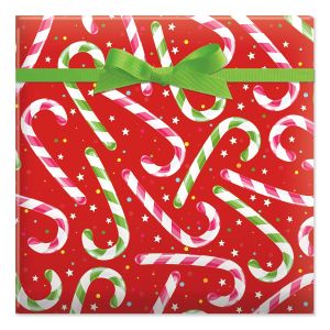 Colorful Candy Cane  Jumbo Rolled Gift Wrap and Labels