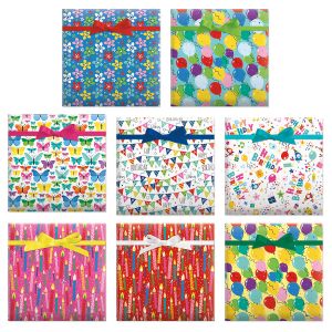 Colorful Birthday Flat Gift Wrap Sheets