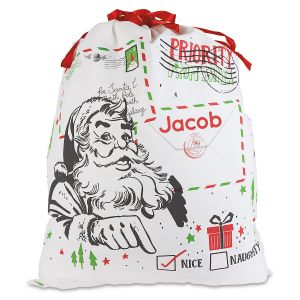Naughty or Nice Personalized Canvas Gift Bag