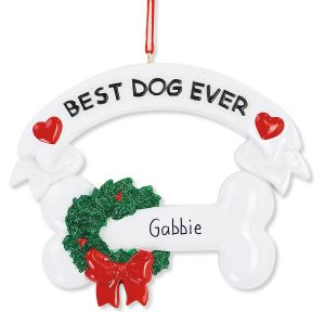 Best Dog Ever Hand-Lettered Christmas Ornament