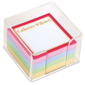 Bright Border Personalized Note Sheets in a Cube
