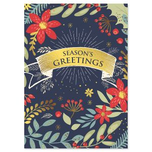 Floral Border Deluxe Christmas Cards