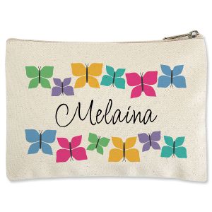 Butterflies Zippered Personalized Canvas Pouch