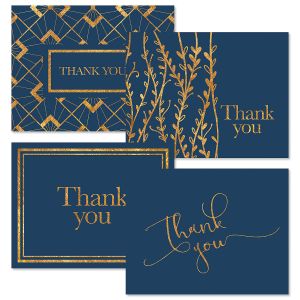 Navy Foil Thank You Note Cards Value Pack