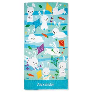 Blue Personalized Bunny Beach Towel