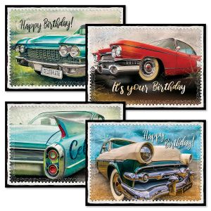 Vintage Cars Birthday Cards and Seals