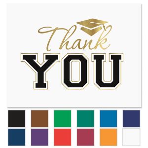 School Colors Thank You Note Cards - 12 Colors