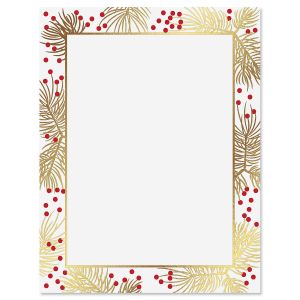 Foil Branches & Berries Christmas Letter Papers