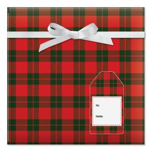 Country Christmas Plaid Jumbo Rolled Gift Wrap and Labels