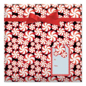 Christmas Candy Jumbo Rolled Gift Wrap and Labels