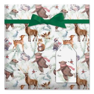 Forest Friends Jumbo Rolled Gift Wrap and Labels