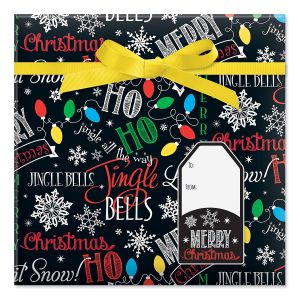 Let it Snow Jumbo Rolled Gift Wrap and Labels