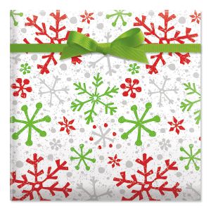 Crackle Snow Red Jumbo Rolled Gift Wrap and Labels
