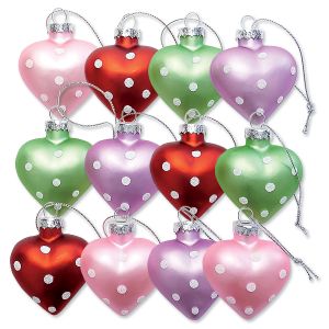 Glass Heart Dots Ornaments
