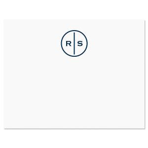 White Personalized Note Card with Circle Initials