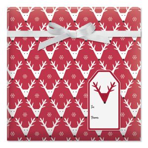 Reindeer Jumbo Rolled Gift Wrap and Labels
