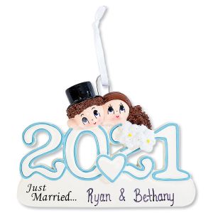 2021 Just Married Personalized Christmas Ornament