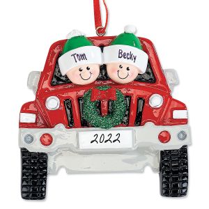 Red Truck Family Christmas Hand-Lettered Ornament 