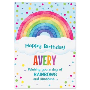 Rainbow Wishes Personalized Birthday Card