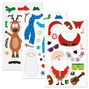 Build a Santa, Reindeer, Snowman Stickers