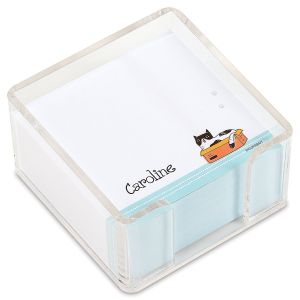 Cat Sketches Personalized Note Sheets in a Cube