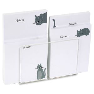 Gray Cat Personalized Notepad Set