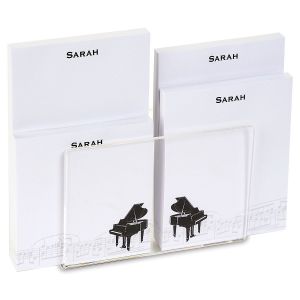 Piano Personalized Notepad Set & Acrylic Holder