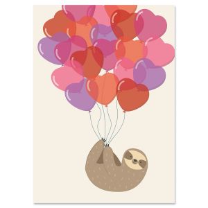 Floating Sloth Valentine's Day Cards