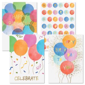Deluxe Gold Foil Balloons Birthday Cards and Seals