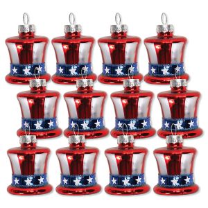 American Hat Patriotic Glass Ornaments