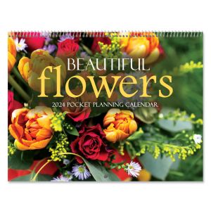 2024 Beautiful Flowers Big Grid Planning Calendar with Pockets