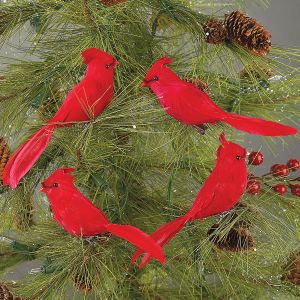 Cardinal Feather Ornaments