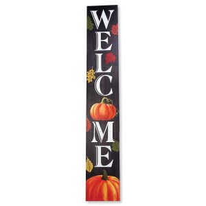 Tall Wood Autumn Welcome Sign