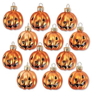 Jack O' Lantern Halloween Glass Ornaments