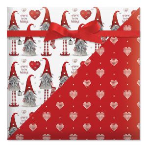Gnome for the Holidays Double-Sided Jumbo Rolled Gift Wrap