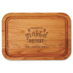 Thankful, Grateful, Blessed Engraved Wood Cutting Board