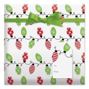 String Of Lights Jumbo Rolled Gift Wrap and Labels