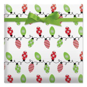 String Of Lights Jumbo Rolled Gift Wrap and Labels