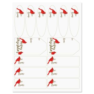 Christmas Cardinals Gift Wrap To/From Labels