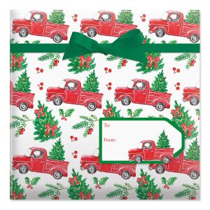 Trucks & Trees Jumbo Rolled Gift Wrap and Labels