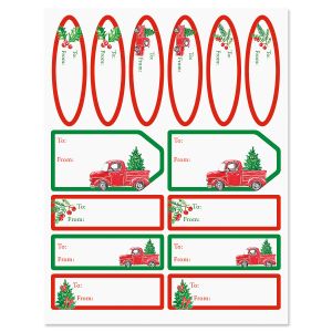 Trucks & Trees Gift Wrap To/From Labels