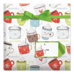 Hot Cocoa Holidays Jumbo Rolled Gift Wrap and Labels